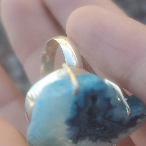 New Solar Quartz Agate Druzy 925 Silver Ring. - Picture 13 of 13